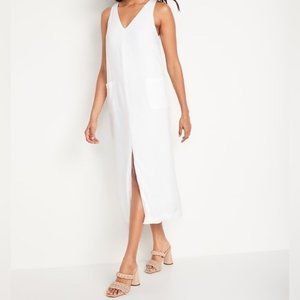 Old Navy White Sleeveless Split-Front Maxi Shift Dress, Size XS